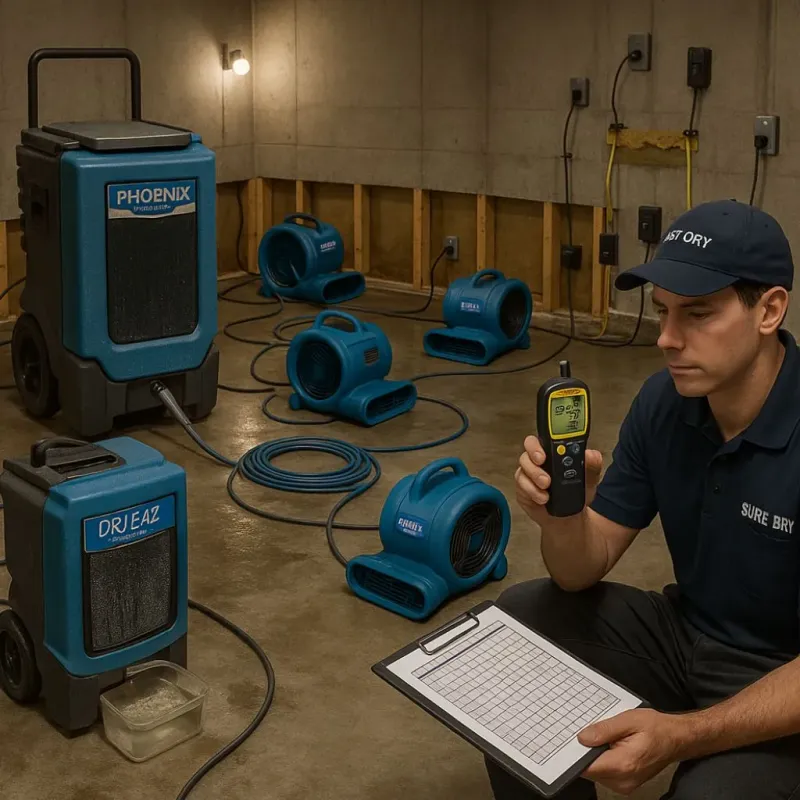 Structural Drying and Dehumidification process in Roseville, MI